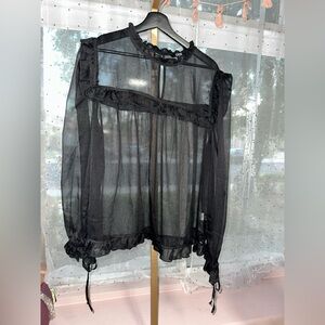 OHS Sheer Black Ruffle Blouse